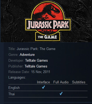 Jurassic Park: The Game Steam - Click Image to Close